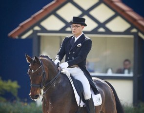 Dong Seon Kim on his small tour horse Schone Zeit at the 2018 CDI Hagen :: Photo © Astrid Appels