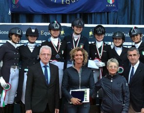 The Young Riders Kur podium at the 2018 Italian Dressage Championships :: Photo © private