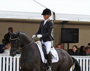 Isabel Freese and De Valier at the 2013 Hanoverian Young Horse Championship in Verden :: Photo © Christina Beuke
