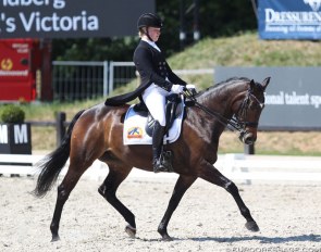 Lotta Sundberg on Pink Rock's Victoria at the 2018 CDIO Uggerhalne :: Photo © Astrid Appels