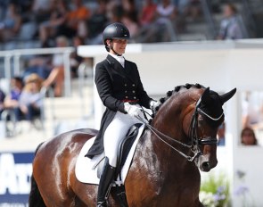 Danish team newcomer Betina Jaeger on the American owned Belstaff at the 2018 CDIO Aachen :: Photo © Astrid Appels