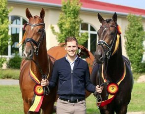 Frederic Wandres with Hof Kasselmann's PSI Auction horses and Bundeschampions Bitcoin and Zucchero