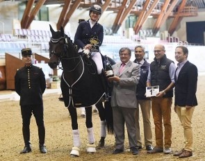 Sara Gallop and Bandreo win the medium tour at the 2018 CDI Saumur :: Photo © ICFE
