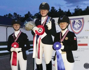 The pony podium at the 2018 Norwegian Dressage Championships 