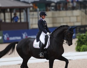That dressage moment: Kasey Perrey and Gorklintgaards Dublet place sixth at the 2018 World Equestrian Games :: Photo © Astrid Appels