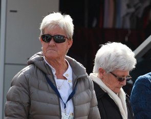 Retired FEI 5* dressage judges Lilo Fore and Cara Whitham officiating at the 2017 CDI Wellington :: Photo © Astrid Appels