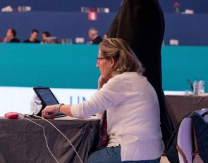 Judge Juan Carlos Campos officiating at the 2018 CDI-W Madrid where eDressage was implemented for the first time :: Photo © Lily Forado