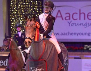 Johanna Kullmann on Champ of Class at the 2018 CDI-PJYR Aachen Indoor