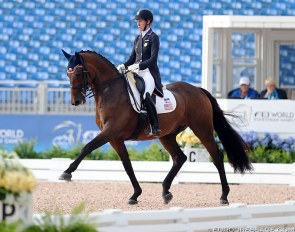 Olivia Lagoy-Weltz and Rassing's Lonoir as guinea pigs at the 2018 World Equestrian Games :: Photo © Astrid Appels