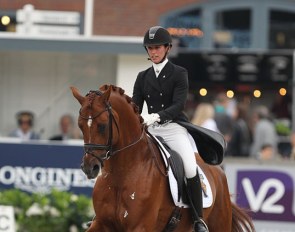 Caroline Darcourt and Sankt Erik II at the 2016 World Young Horse Championships :: Photo © Astrid Appels