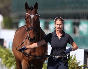 Dominican republic's Yvonne Losos de Muniz and Aquamarijn at the trot up for the 2019 CDI 5* Wellington :: Photo © Astrid Appels