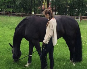 Semmieke Rothenberger handgrazing her horse