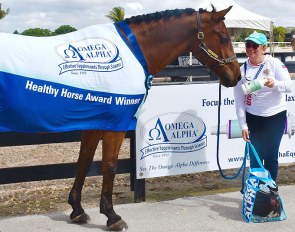 Diana Zakharova and Toress win the Omega Alpha Healthy Horse Award at AGDF CDI 7 2019