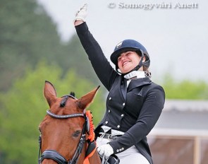 A winner's thrill at the 2019 CDI-W Budapest :: Photo © Anett Samogyvari