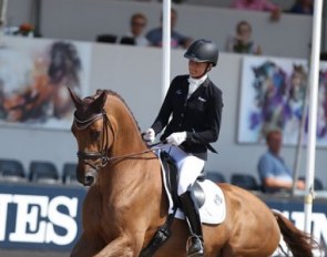 Jessica Michel-Botton and Dorian Grey de Hus at the 2018 World Championships for Young Dressage Horses in Ermelo :: Photo © Astrid Appels
