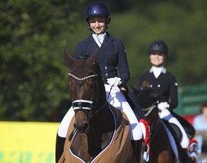 Russians Anna Guseynova and Anna Aristova placed first and second in the Young Rider team test at the 2019 CDI Leudelange :: Photo © Astrid Appels