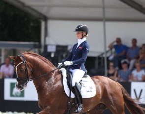 Juliane Burfeind and Ibiza at the 2018 World Young Horse Championships :: Photo © Astrid Appels