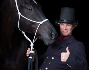 Tristan Tucker, here typecast as Brett Kidding, is the star dressage presenter at 2019 Equitana Auckland