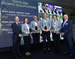 Ronan Murphy, CEO of Horse Sport Ireland, Judy Reynolds, Heike Holstein, Kate Dwyer, Anna Mervedlt, and Joe Reynolds, Chairman of Horse Sport Ireland, at the HSI Rebrand Launch and Medal Reception 2019 at Killashee House Hotel in Naas, Co Kildare :: Photo © Matt Browne