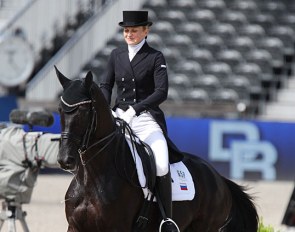 Russian Tatiana Kosterina on Diavolessa competing on the Russian team at the 2019 European Dressage Championships :: Photo © Astrid Appels