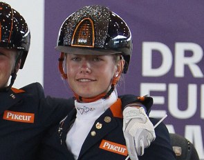 Senna Evers with team silver at the 2019 European Children Championship :: Photo © Astrid Appels