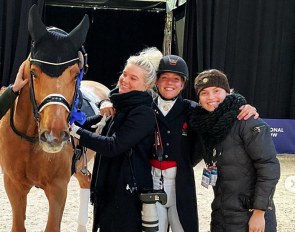 Cassidy, Rasmine Laudrup, Catherine Dufour with groom Catarina Hall at the 2019 CDI Stockholm