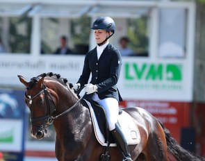 Beatrice Buchwald and Den Haag at the 2014 World Young Horse Championships in Verden :: Photo © Astrid Appels