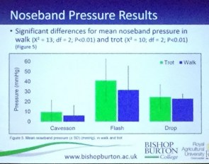 Noseband pressure: the flash noseband showed significantly higher pressure on the front of the horse’s nose as compared to a cavesson type 