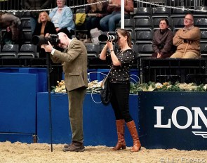 British photographer Jon Stroud (who also does a lot of para photography) and Eurodressage's Astrid Appels  at the 2019 London Olympia Horse Show :: Photo © Lily Forado