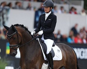 Jessica Michel-Botton and Don Vito de Hus at the 2019 World Young Horse Championships :: Photo © Astrid Appels