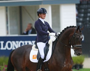 Emmelie Scholtens and Johnny Be Goode at the 2019 World Young Horse Championships :: Photo © Astrid Appels