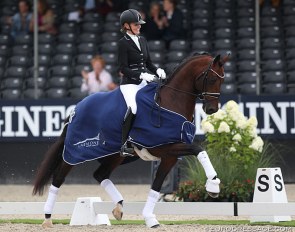 Renate van Uytert-van Vliet and Johnny Depp at the 2019 World Young Horse Championships :: Photo © Astrid Appels