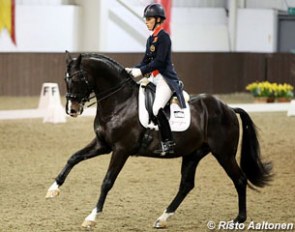 Charlotte Dujardin and Uthopia on winning form at the 2014 CDI Addington :: Photo © Risto Aaltonen