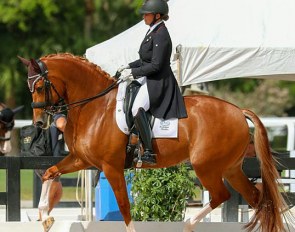Denielle Gallaghar competing at the 2020 Global Dressage Festival :: Photo © Sue Stickle