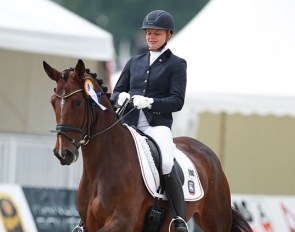 Ann-Christin Wienkamp and Samoura M win silver at the 2014 World Championships for Young Dressage Horses :: Photo © Astrid Appels
