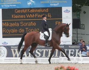Mikaela Soratie on Royale de Topaz at the 2009 World Championships for Young Dressage Horses in Verden :: Photo © Astrid Appels