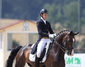 Russian Young Rider Nikita Surjenko competing Flor d'Accord at the 2020 CDI Hagen in Germany on 17 - 19 July 2020