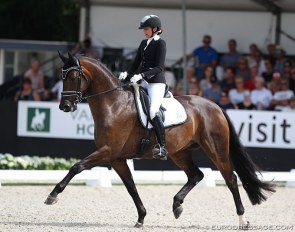 Simone Pearce and Lindballe's Just Perfect at the 2018 World Young Horse Championships :: Photo © Astrid Appels