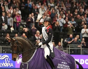Charlotte Dujardin and Mount St. John Freestyle winning the 2019 CDI-W London :: Photo © Astrid Appels