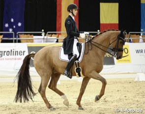 Daniel Bachmann Andersen on Christian Vang-Lauridsen's 8-year old Danish warmblood Marshall Bell (by Don Romantic) at the 2020 CDI Oldenburg :: Photo © LL-foto