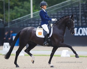 Vai Bruntink and Jatilinda at the 2019 World Young Horse Championships :: Photo © Astrid Appels