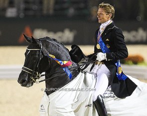 Edward Gal and Totilas, triple gold medalists at the 2010 World Equestrian Games :: Photo © Astrid Appels