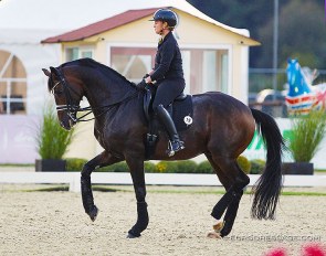 Isabell Werth schooling Quantaz at the 2020 CDI Hagen :: Photo © Astrid Appels