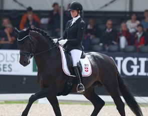 Carolin Brandt and Flashback at the 2019 World Young Horse Championships :: Photo © Astrid Appels