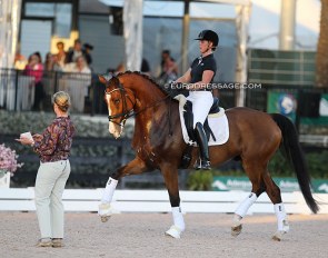 Anne Marie Hosbond riding in the Isabell Werth Masterclass at the 2019 CDI Wellington :: Photo © Astrid Appels