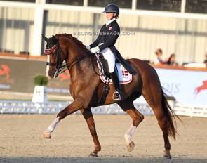 Kathrine With Petersen and Hjorths Rapsody in Blue at the 2021 European Under 25 Championships in Hagen :: Photo © Astrid Appels