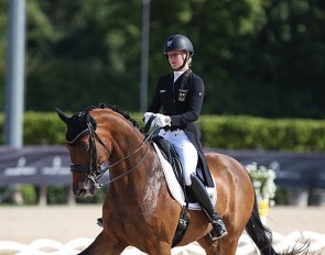 Bianca Nowag and Sir Hohenstein at the 2019 European Under 25 Championships in San Giovanni in Marignano :: Photo © Astrid Appels