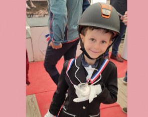 Gabriel Morandin, the 8 year old silver medalist in the Introductory Pony level at the Regional Championship :: Photo © ©S. Morandin-Jaubert