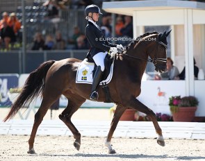 Emma Ahlberg and Furstepoppel at the 2021 World Young Horse Championships in Verden :: Photo © Astrid Appels