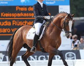 Claudia Rüscher and Lissaro van de Helle at the 2010 World Young Horse Championships :: Photo © Astrid Appels